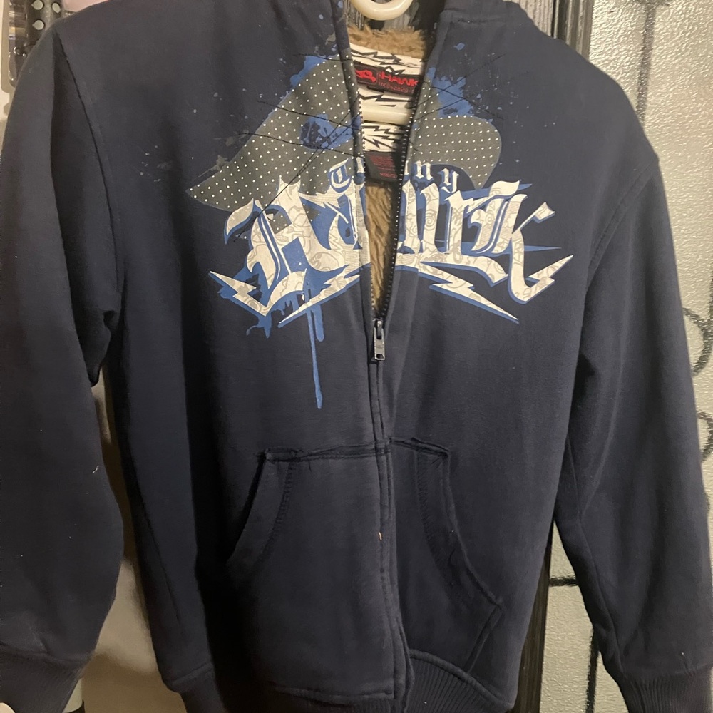 Tony hawk hooded full zip fur insulated sweatshirt sweater kids size medium